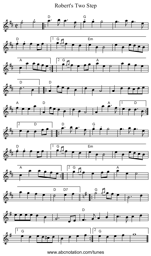 Robert's Two Step - staff notation