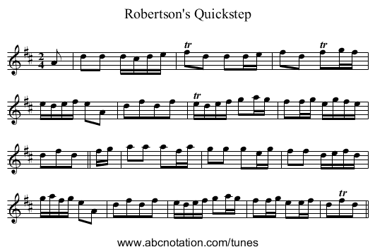Robertson's Quickstep - staff notation