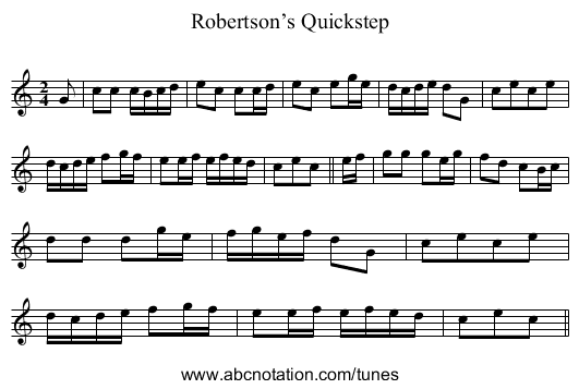 Robertson’s Quickstep - staff notation