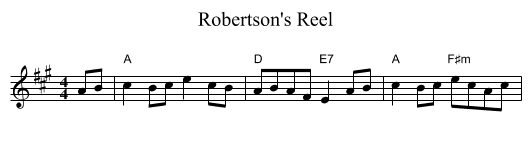 Robertson's Reel - staff notation