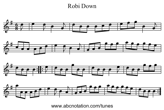 Robi Down - staff notation