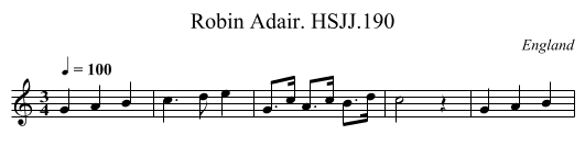 Robin Adair. HSJJ.190 - staff notation
