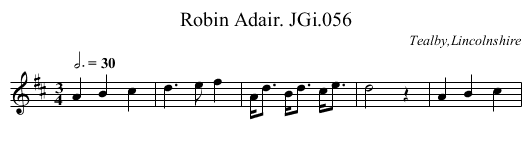 Robin Adair. JGi.056 - staff notation