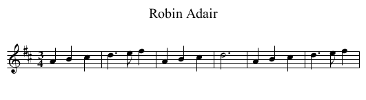 Robin Adair - staff notation