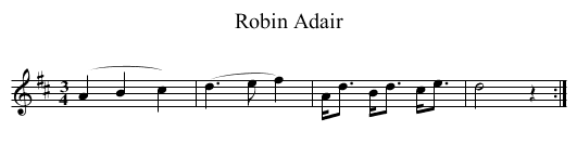 Robin Adair - staff notation