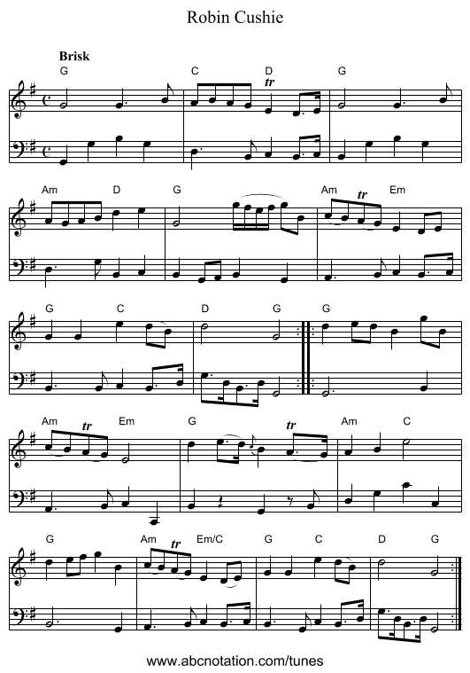 Robin Cushie - staff notation