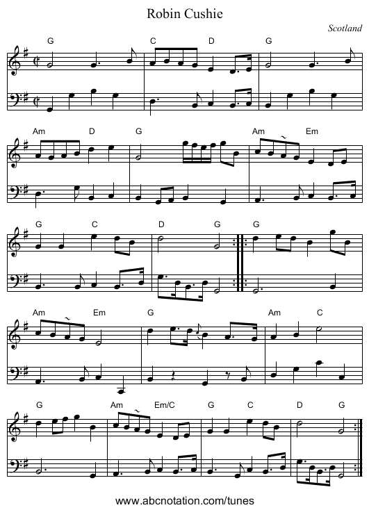 Robin Cushie - staff notation