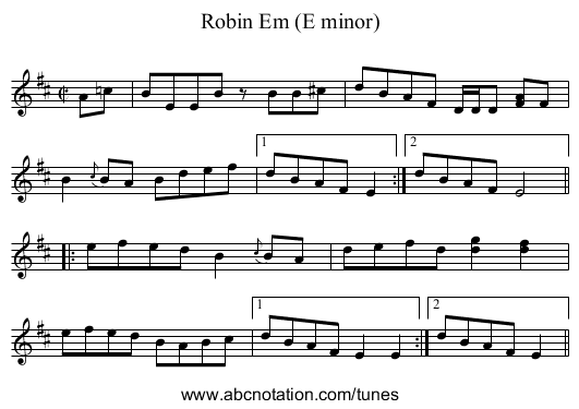 Robin Em (E minor) - staff notation
