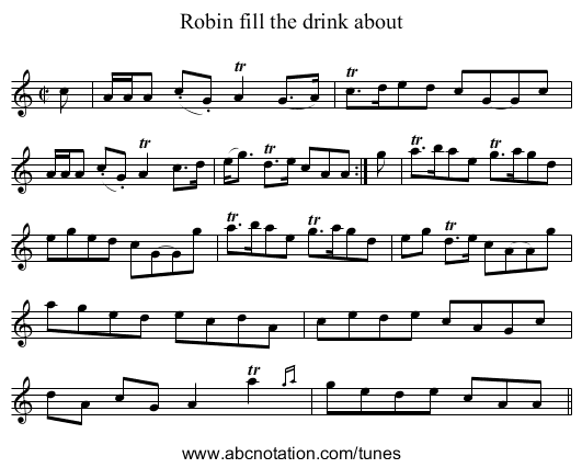 Robin fill the drink about - staff notation