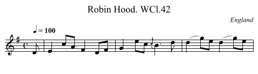 Robin Hood. WCl.42 - staff notation