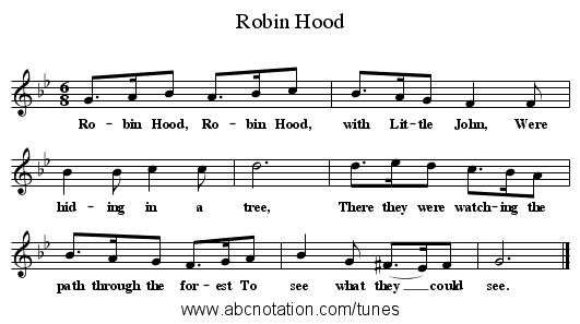 Robin Hood - staff notation