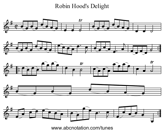 Robin Hood's Delight - staff notation