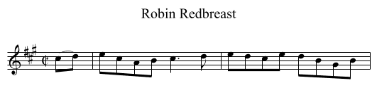 Robin Redbreast - staff notation