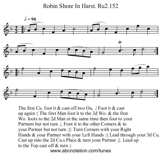 Robin Shore In Harst. Ru2.152 - staff notation