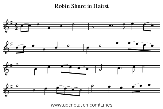 Robin Shure in Hairst - staff notation