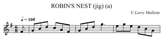 ROBIN'S NEST (jig) (a) - staff notation