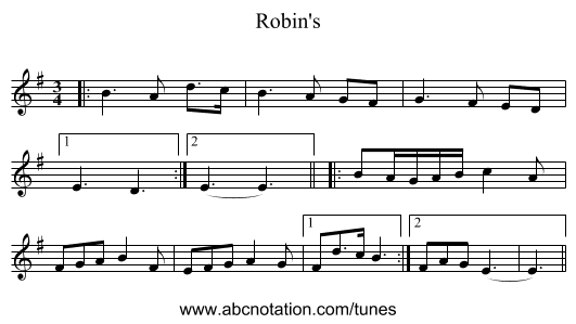 Robin's - staff notation