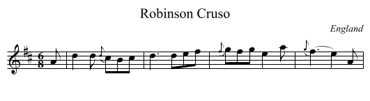 Robinson Cruso - staff notation