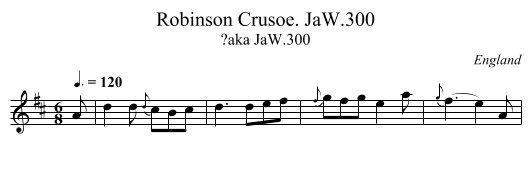 Robinson Crusoe. JaW.300 - staff notation