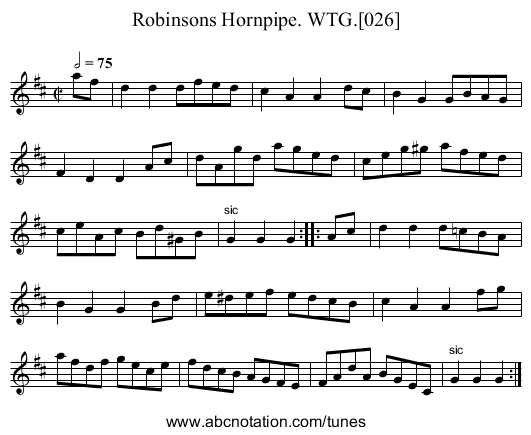 Robinsons Hornpipe. WTG.[026] - staff notation