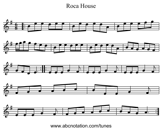 Roca House - staff notation
