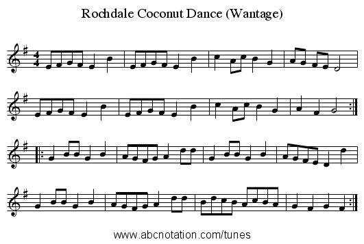 Rochdale Coconut Dance (Wantage) - staff notation