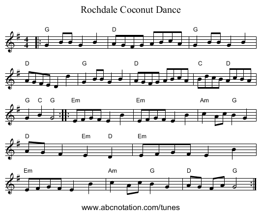 Rochdale Coconut Dance - staff notation