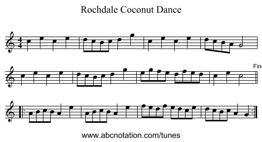 Rochdale Coconut Dance - staff notation