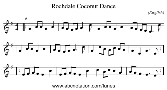 Rochdale Coconut Dance - staff notation