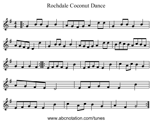 Rochdale Coconut Dance - staff notation