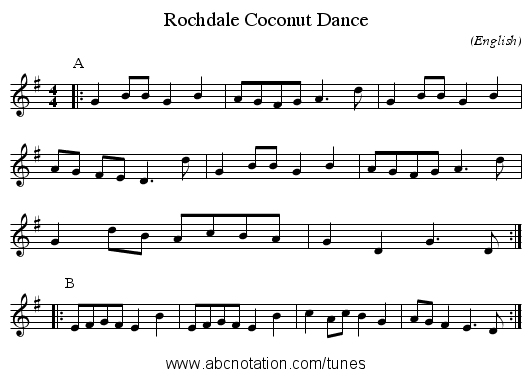 Rochdale Coconut Dance - staff notation
