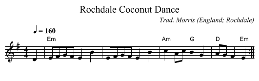 Rochdale Coconut Dance - staff notation