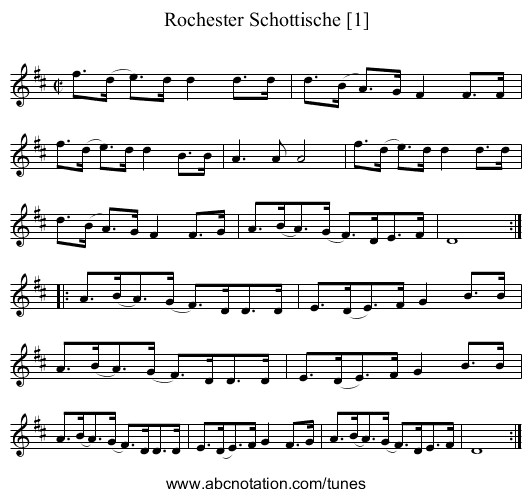 Rochester Schottische [1] - staff notation