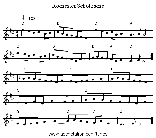 Rochester Schottische - staff notation