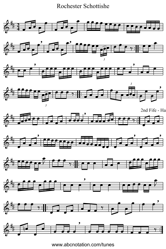 Rochester Schottishe - staff notation