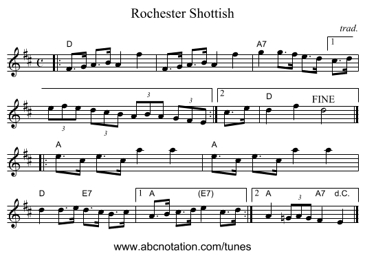 Rochester Shottish - staff notation