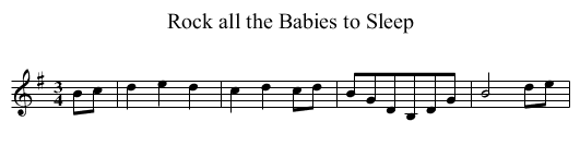Rock all the Babies to Sleep - staff notation