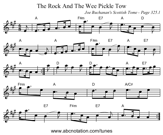 Rock And The Wee Pickle Tow, The - staff notation