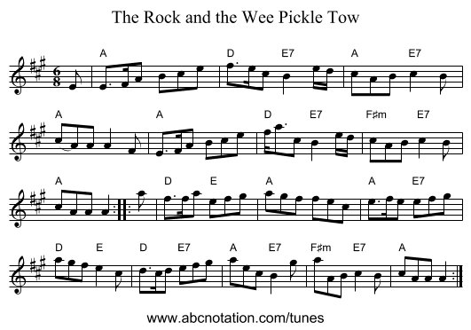 Rock and the Wee Pickle Tow, The - staff notation