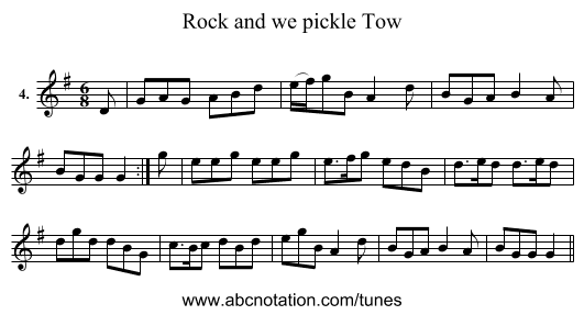 Rock and we pickle Tow - staff notation