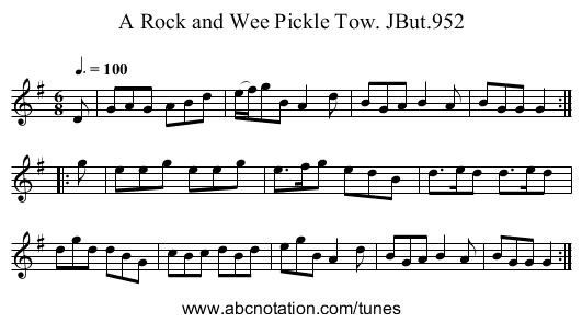 Rock and Wee Pickle Tow. JBut.952, A - staff notation