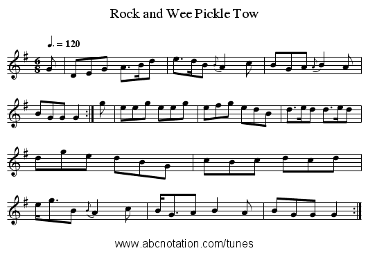 Rock and Wee Pickle Tow - staff notation