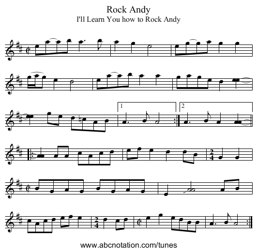 Rock Andy - staff notation