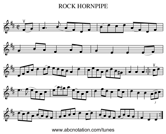 ROCK HORNPIPE - staff notation