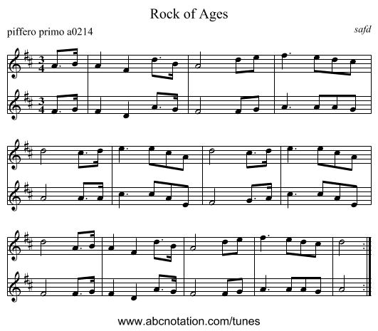 Rock of Ages - staff notation