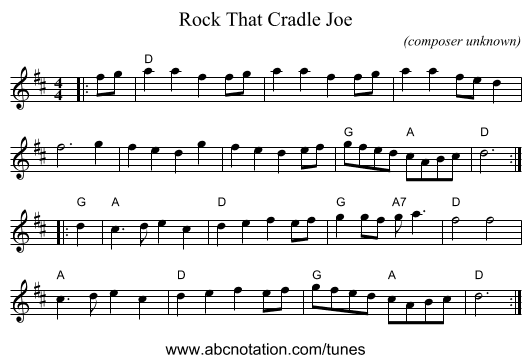 Rock That Cradle Joe - staff notation