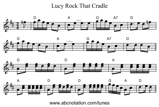 Rock That Cradle, Lucy - staff notation