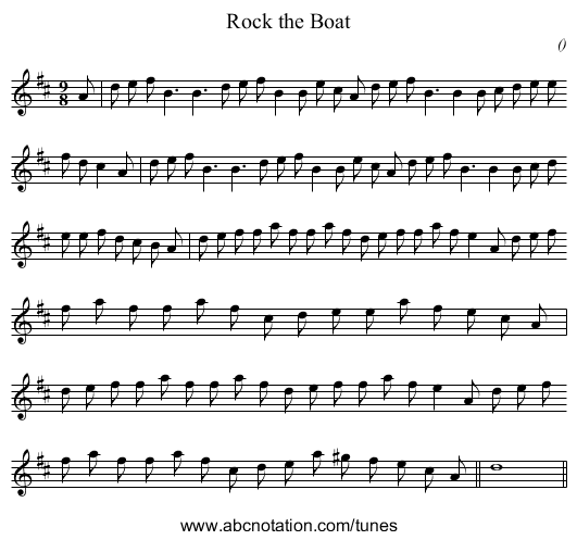 Rock the Boat - staff notation