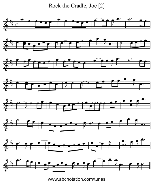Rock the Cradle, Joe [2] - staff notation