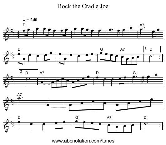 Rock the Cradle Joe - staff notation